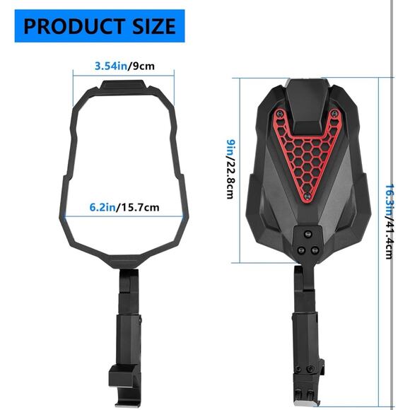 Rear View Mirrors for UTV – Fits Ranger XP 1000, Can-Am Maverick, Defender - Picture 9 of 9